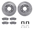 Dynamic Friction Co 7512-67028, Rotors-Drilled and Slotted-Silver w/ 5000 Advanced Brake Pads incl. Hardware, Zinc Coat 7512-67028